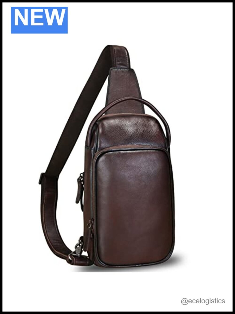 Genuine Leather Sling Bag Hiking Backpack Crossbody Chest Daypack Anti-theft